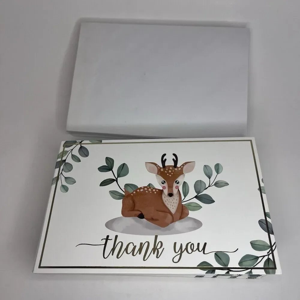 Woodland Gold Foil Thank You Cards, 6 Designs / 36 Count - New Open Box